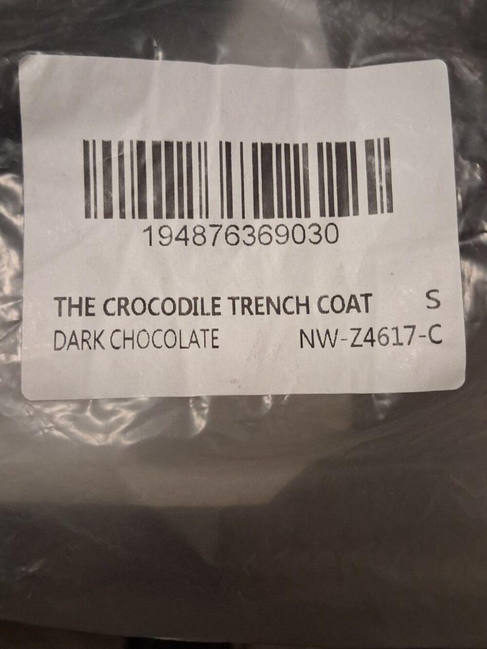 NWT naked wardrobe Chocolate Crocodile Vegan Leather Trench Coat with Tag Size S - Picture 7 of 9